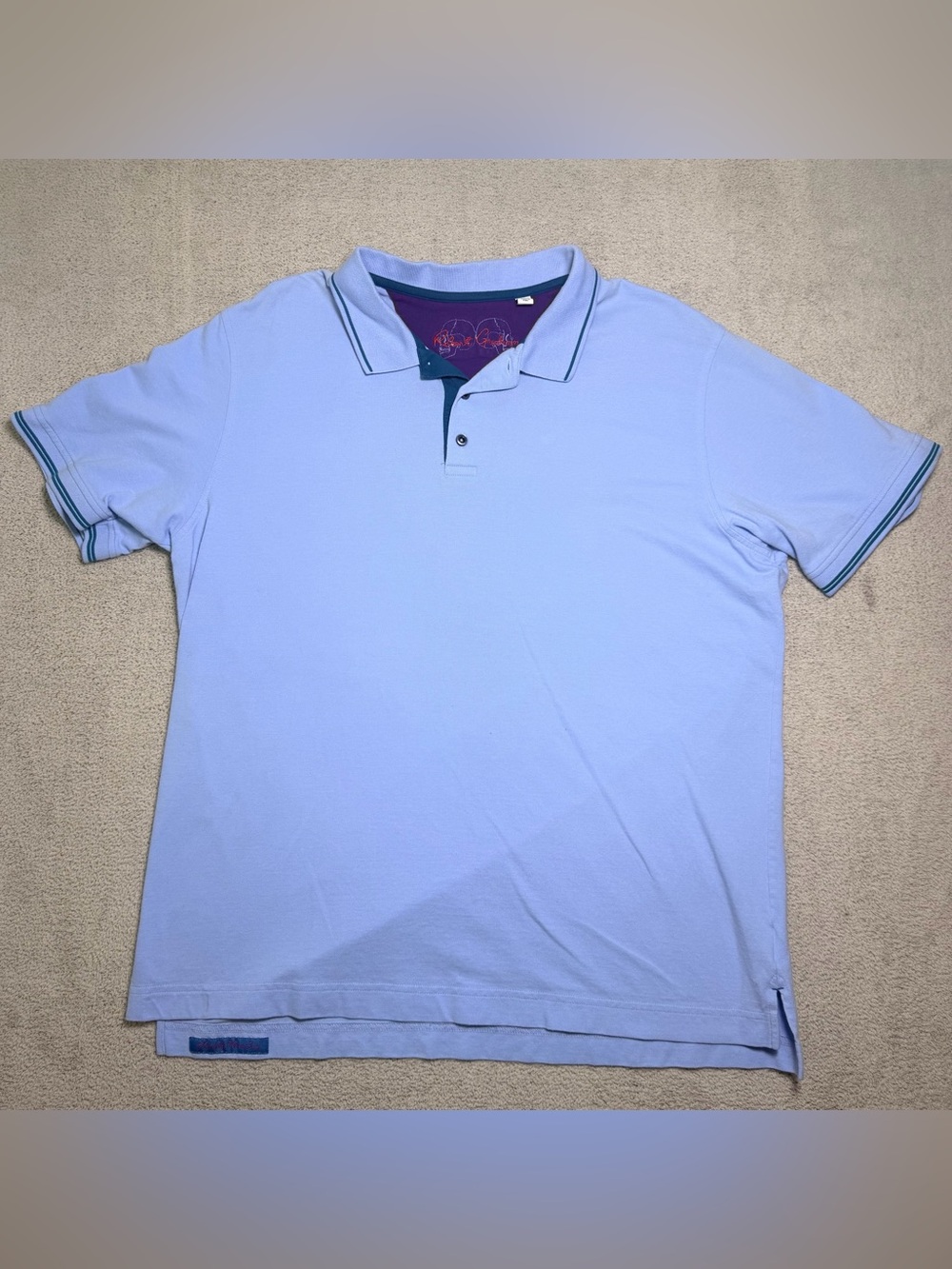 Robert Graham Polo Shirt Mens XXL Blue Short Sleeve Classic Fit Casual Adult